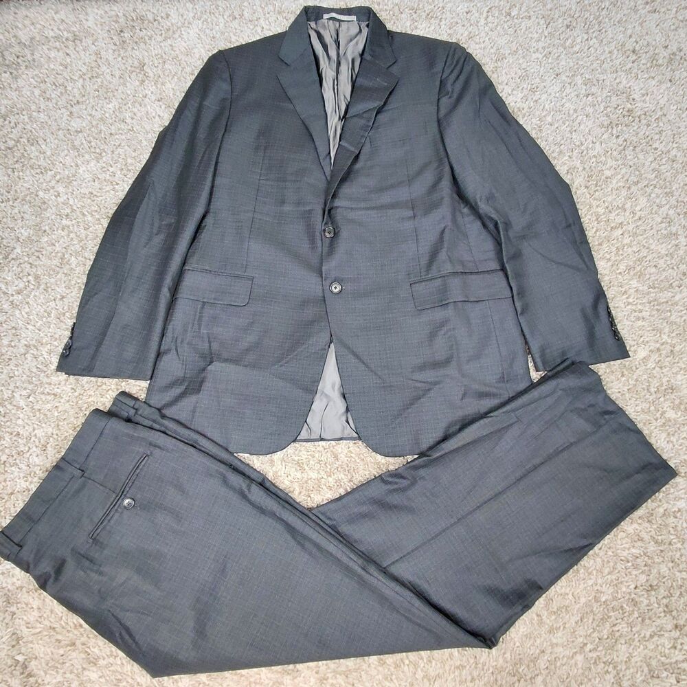 Hickey Freeman Loro Piana Suit 44L 40x29 Grey Check Tasmanian Super 150s Blazer
